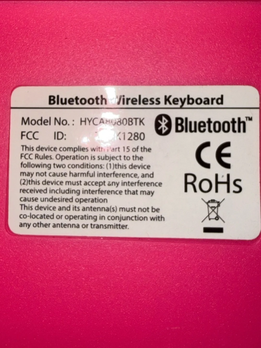 Slim Wireless Pink Bluetooth Keyboard